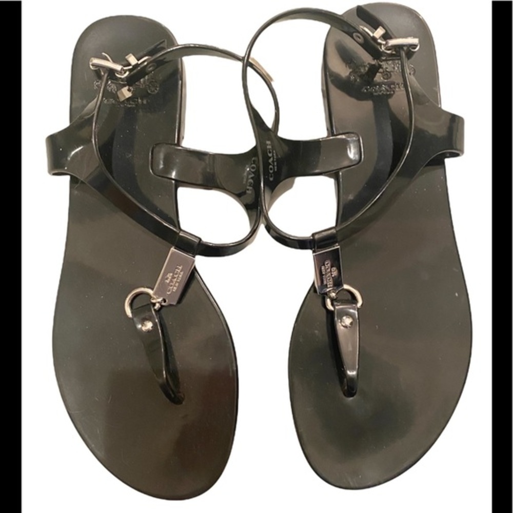 Worn Once! Coach Plato Flat Thongs, Black, Sz 8